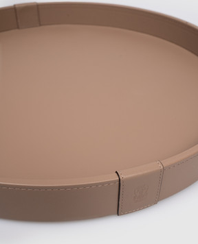Brunello Cucinelli Brown leather tray with logo MLZSECVA40