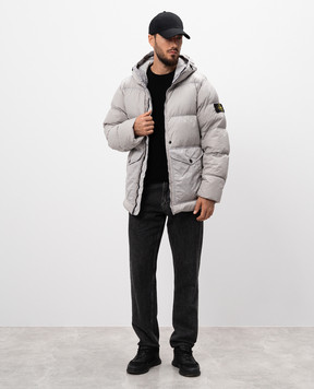 Stone Island Gray down jacket CRINKLE REPS R-NY 811540723