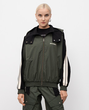 Palm Angels Green windbreaker with logo print PWEB016F25FAB001