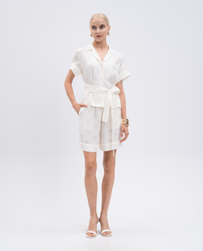 Dolce&Gabbana White silk shorts with logo FTAM7TFJ1JO