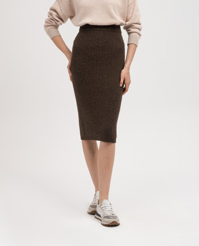 Peserico Brown wool, silk and cashmere skirt with lurex E95019F059095C
