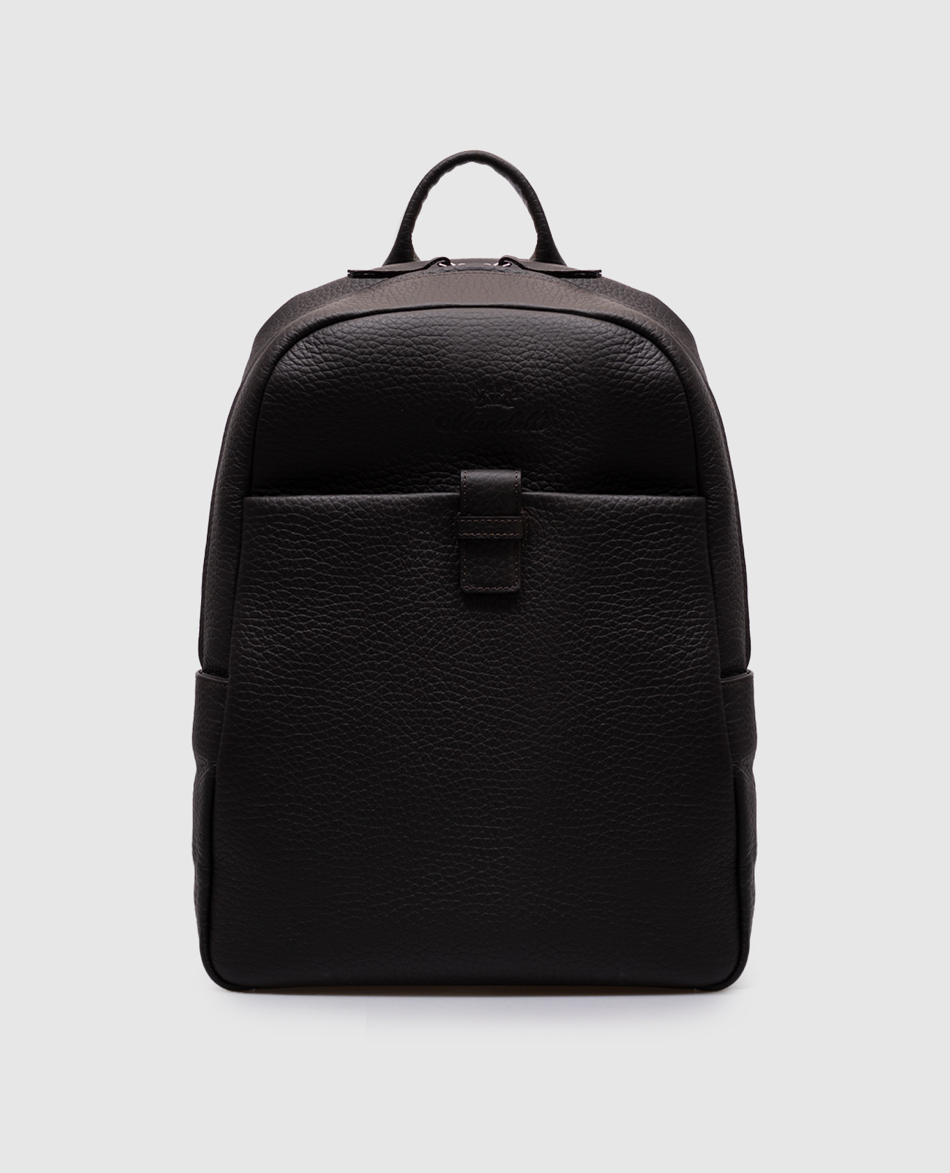 

Johnny brown leather backpack with logo embossing Enrico Mandelli
