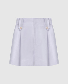 Twinset Purple linen shorts with metallic logo 241TP2565