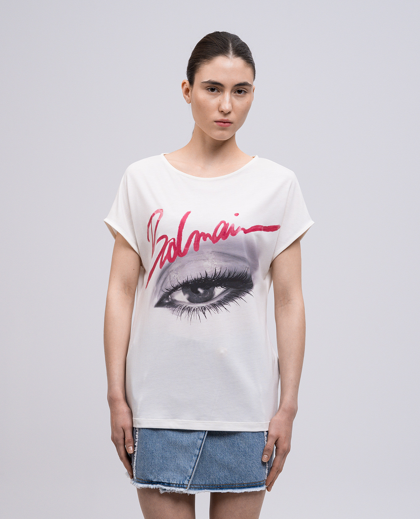 Beige T-shirt with logo Balmain 3