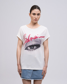 Balmain Beige T-shirt with logo EF0EG012GE84