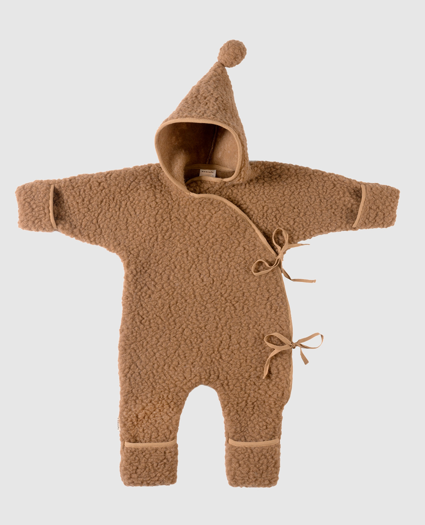 Children's brown merino wool jumpsuit binibamba