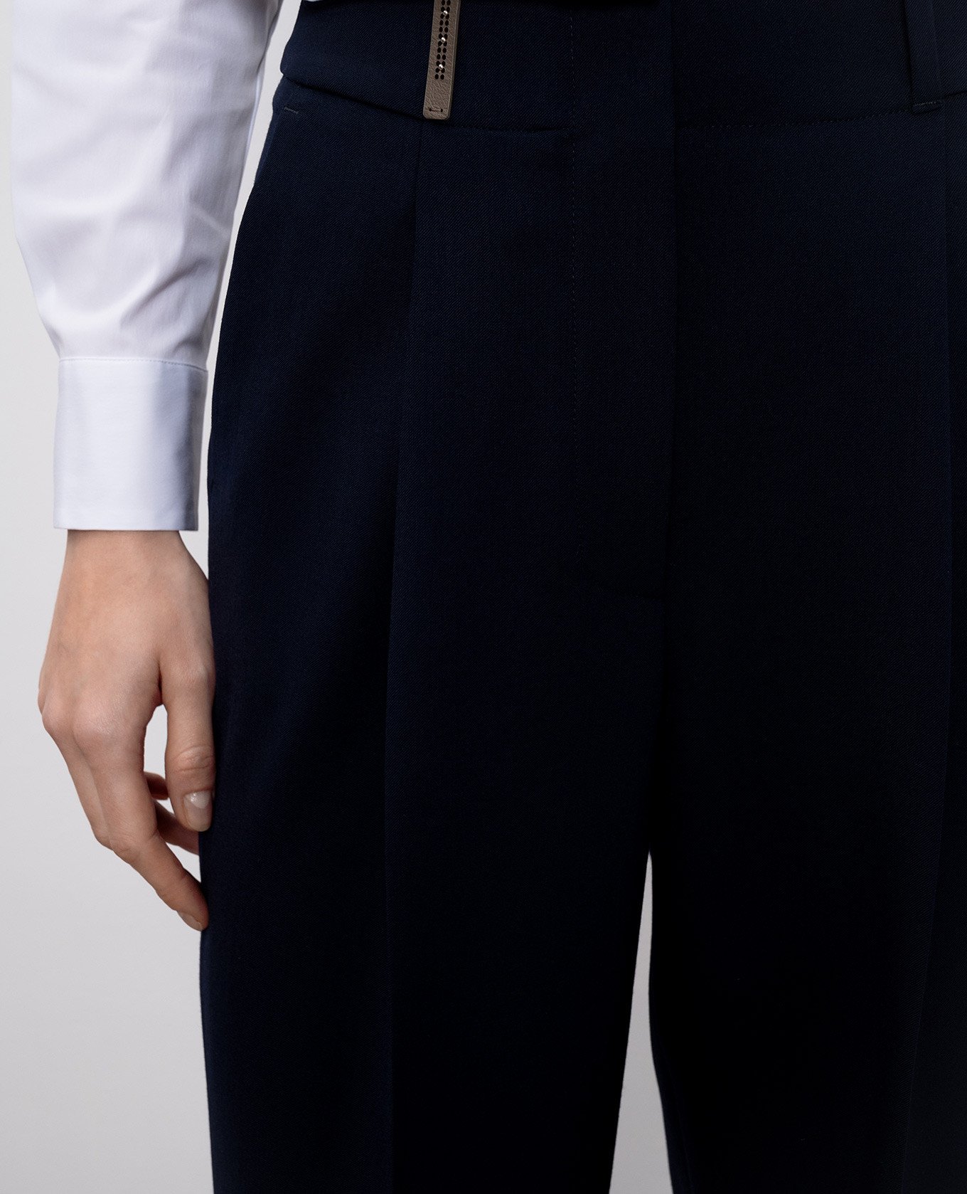 

Blue wool pants with brand patch Peserico