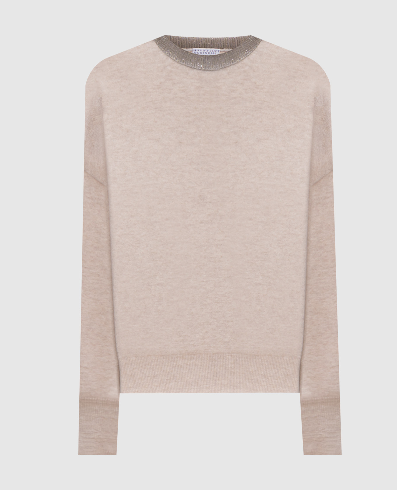 

Beige cashmere jumper with monil chain Brunello Cucinelli