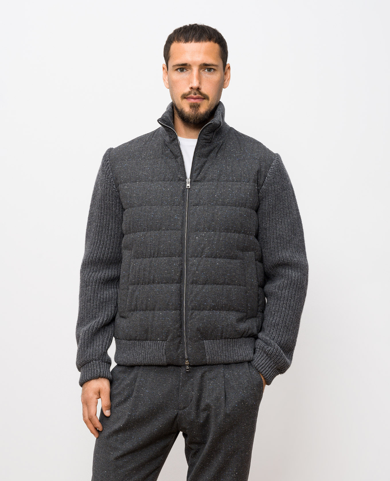 

Gray down jacket with wool Herno, Grey