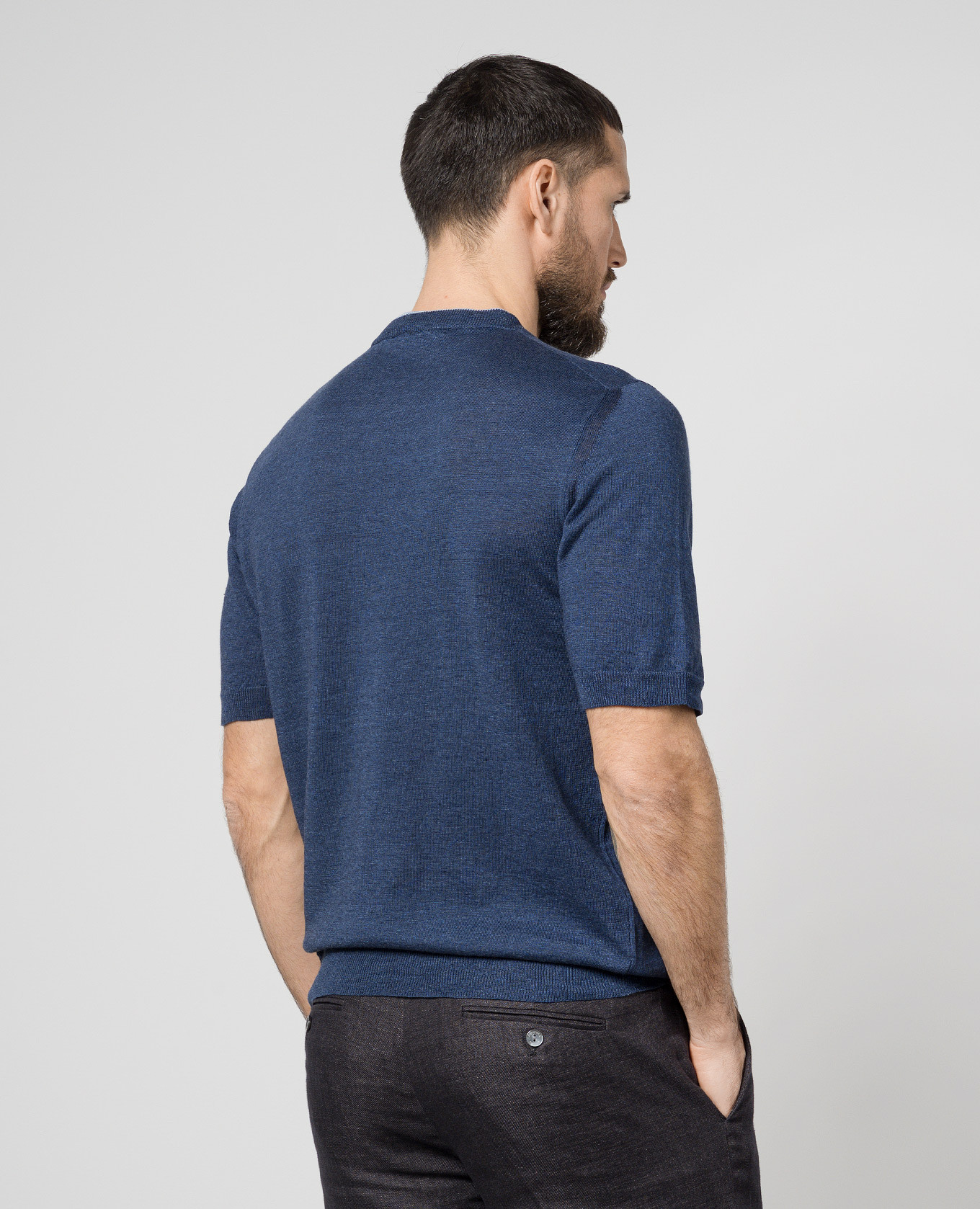 Blue t-shirt with linen and cashmere Cashmere&Whiskey 4