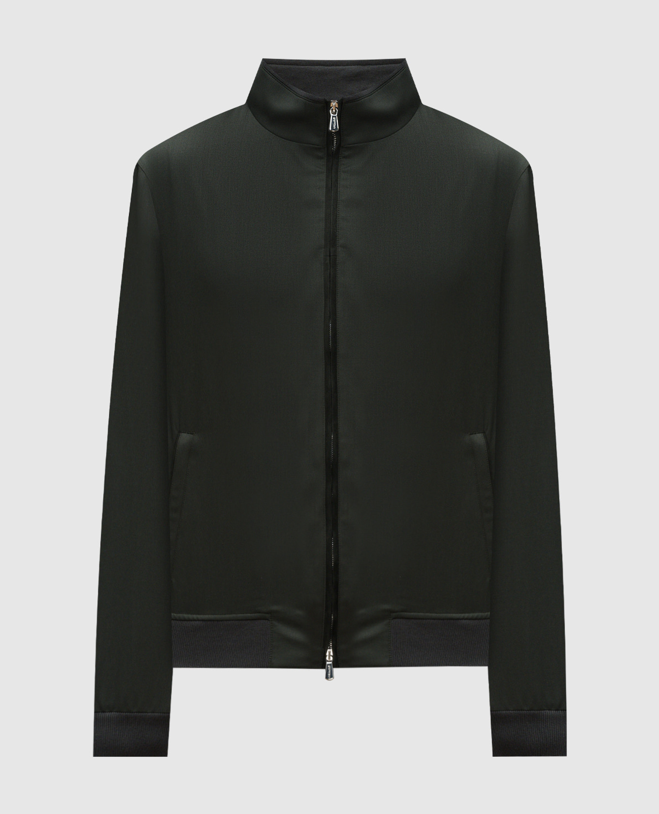Green wool jacket with logo embroidery Enrico Mandelli
