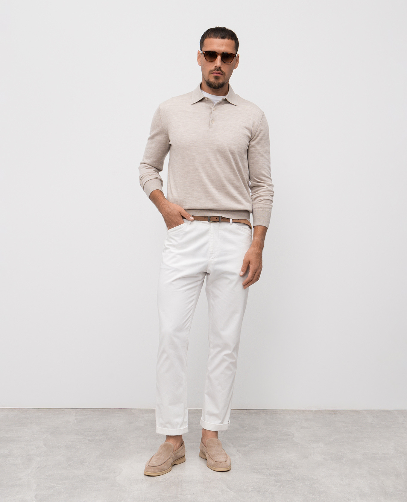 

Beige wool, cashmere and silk polo shirt Agnona