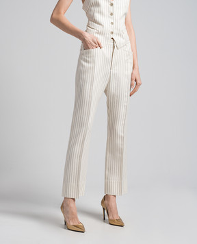 Tom Ford White striped wool and silk trousers PAW558FAX1158