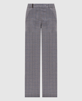 Peserico Gray wool checked pants P0483505775