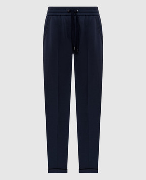Brunello Cucinelli Blue sweatpants with a monil chain MP827FB799