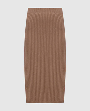 Peserico Beige skirt with wool, silk and cashmere with lurex S95021F0709095