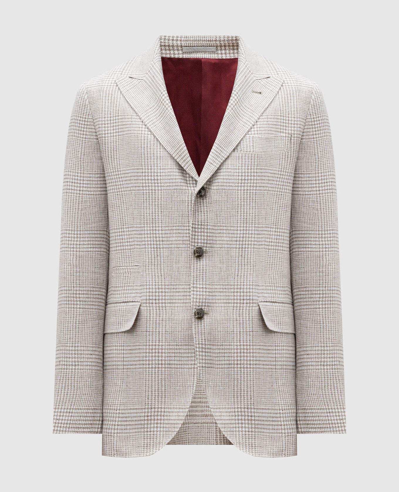 

Beige checked linen, wool and silk jacket Brunello Cucinelli