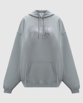 Vetements Gray melange hoodie with crystals UA65HD590G
