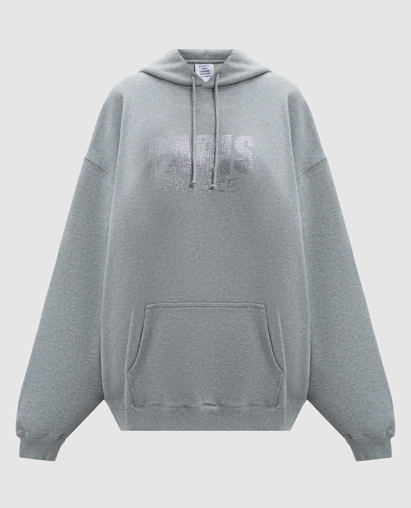 Gray melange hoodie with crystals Vetements