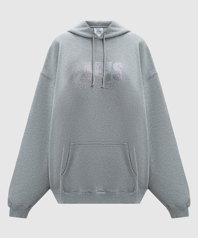 Vetements Gray melange hoodie with crystals UA65HD590G shop