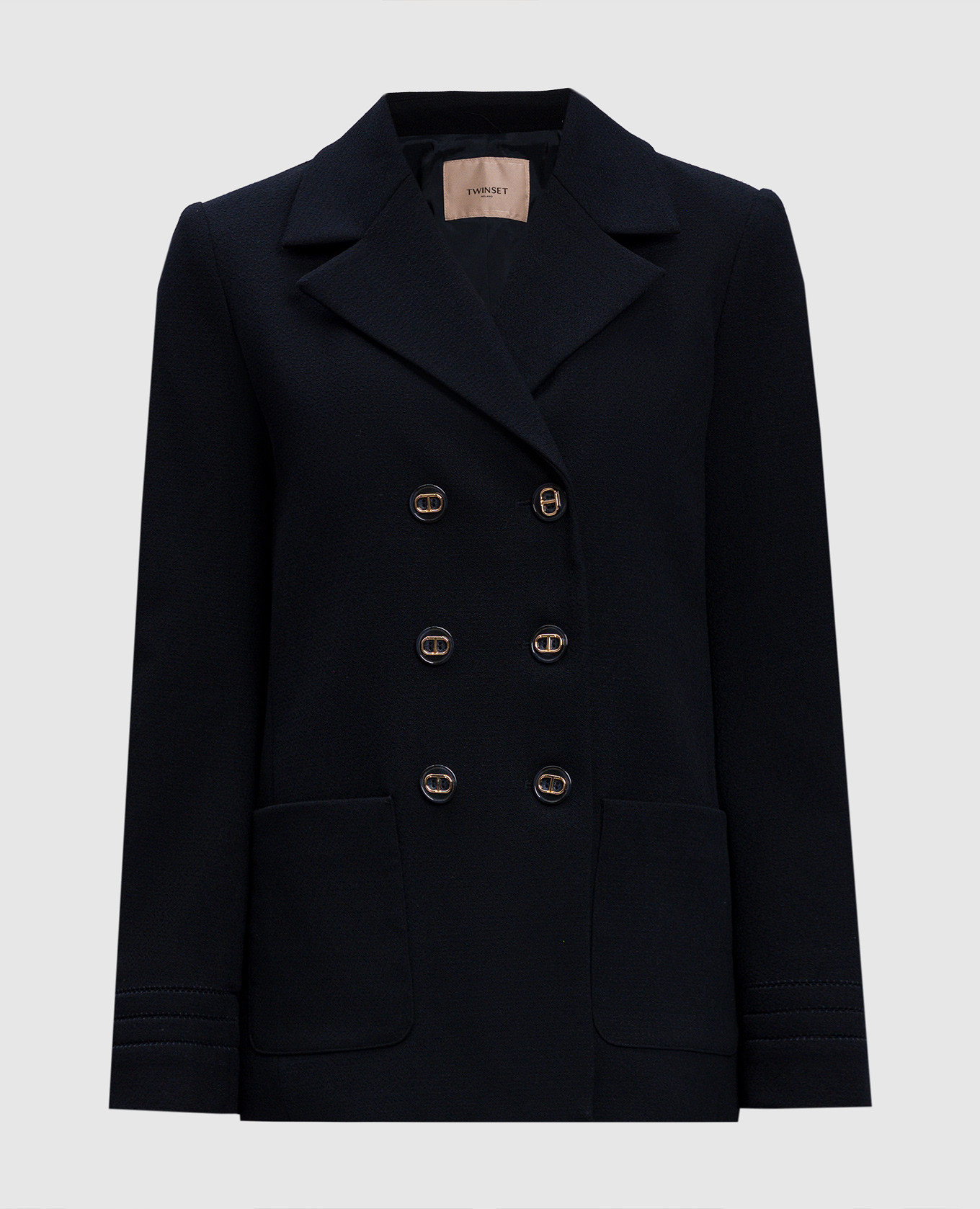 

Blue jacket with openwork pattern on the sleeves Twinset