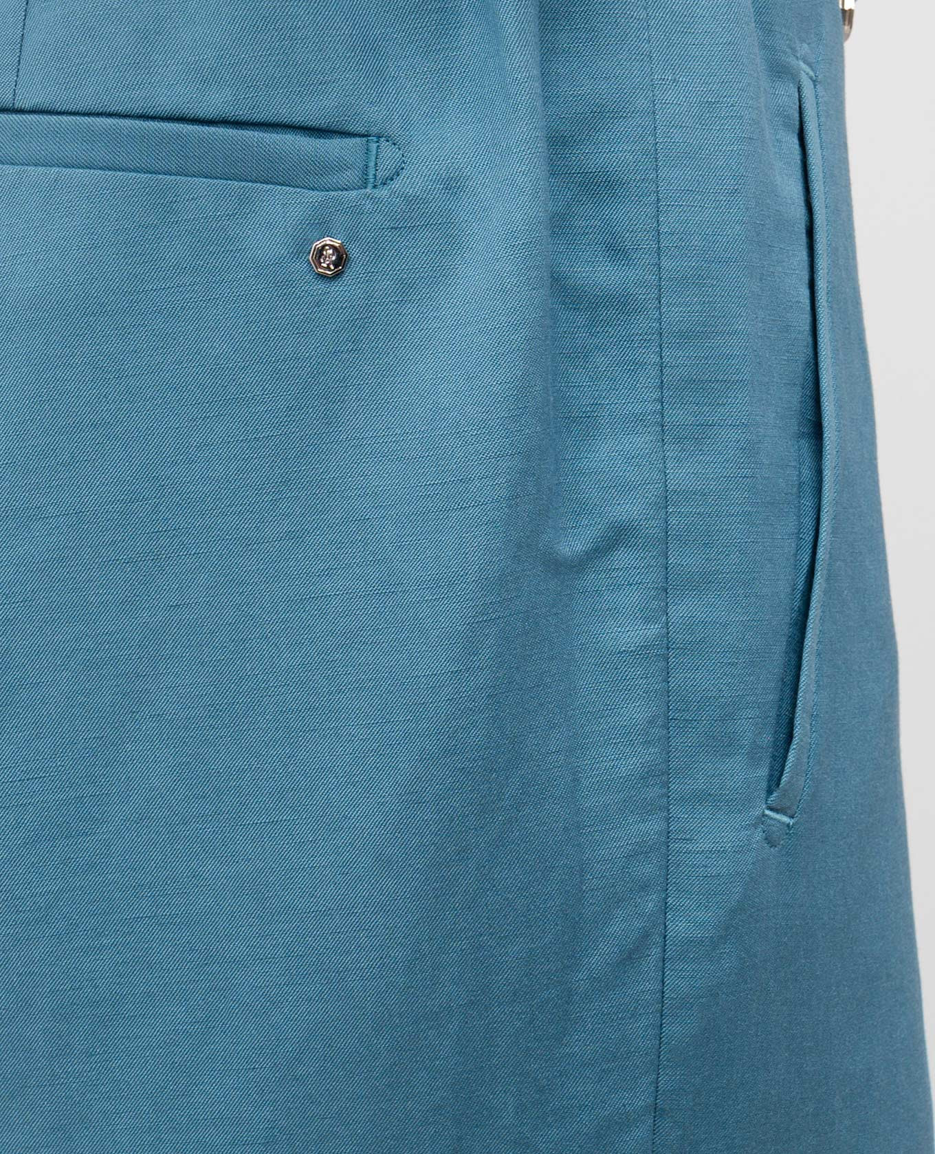 

Blue linen and silk trousers with logo emblem Stefano Ricci, Light blue