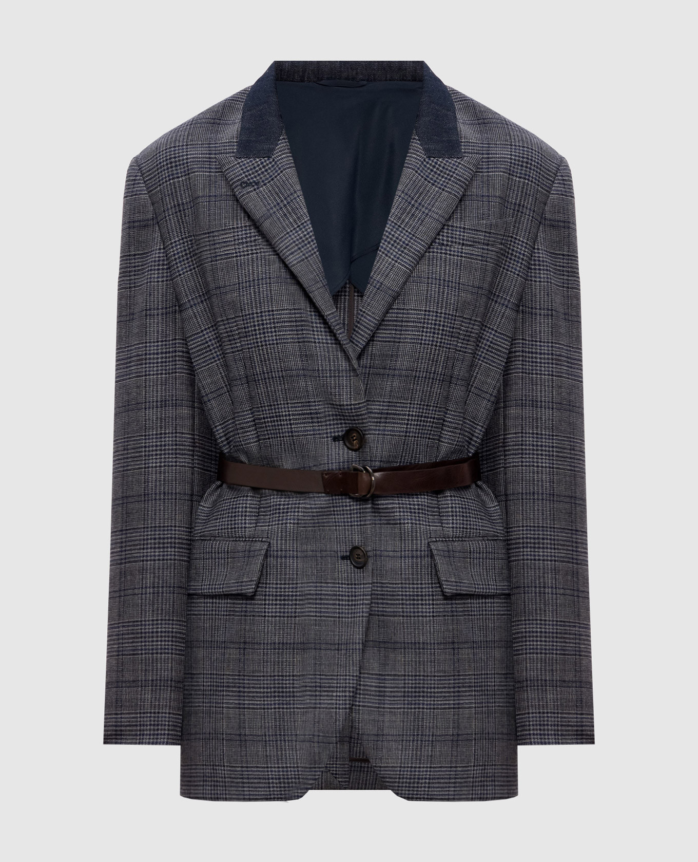 

Gray wool check jacket Brunello Cucinelli, Grey