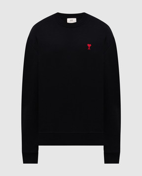★AMI PARIS★ Red Heart Logo Man to Man Black BFUSW035730001 Black Red Ami De Coeur Sweatshirt | AMI PARIS