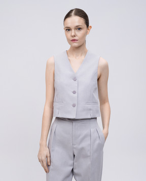 Twinset Purple linen vest with logo emblem 251TP2761