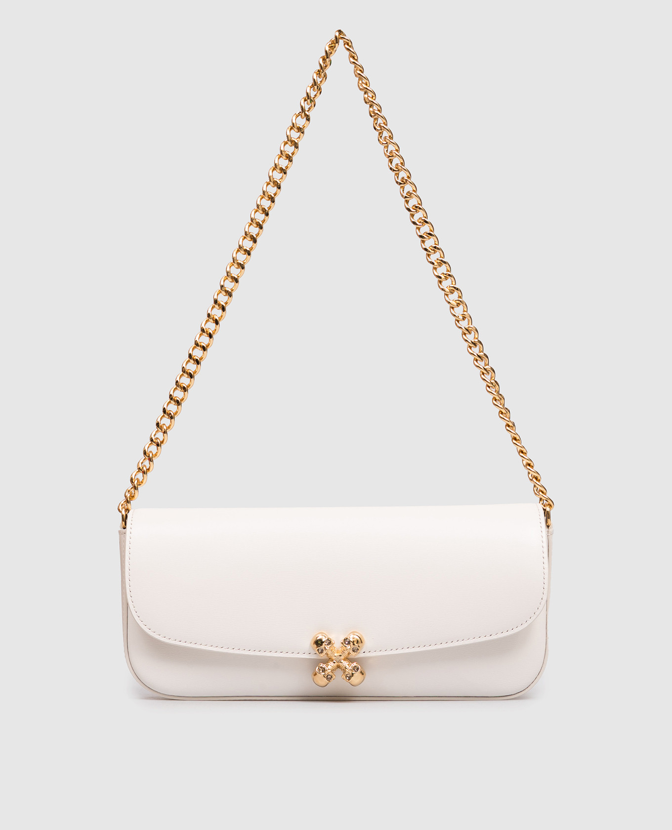 

Skull Flower White Leather Baguette Bag Alexander McQueen