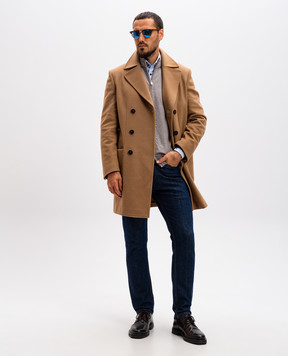 Cashmere&Whiskey Beige melange merino wool cardigan 97396
