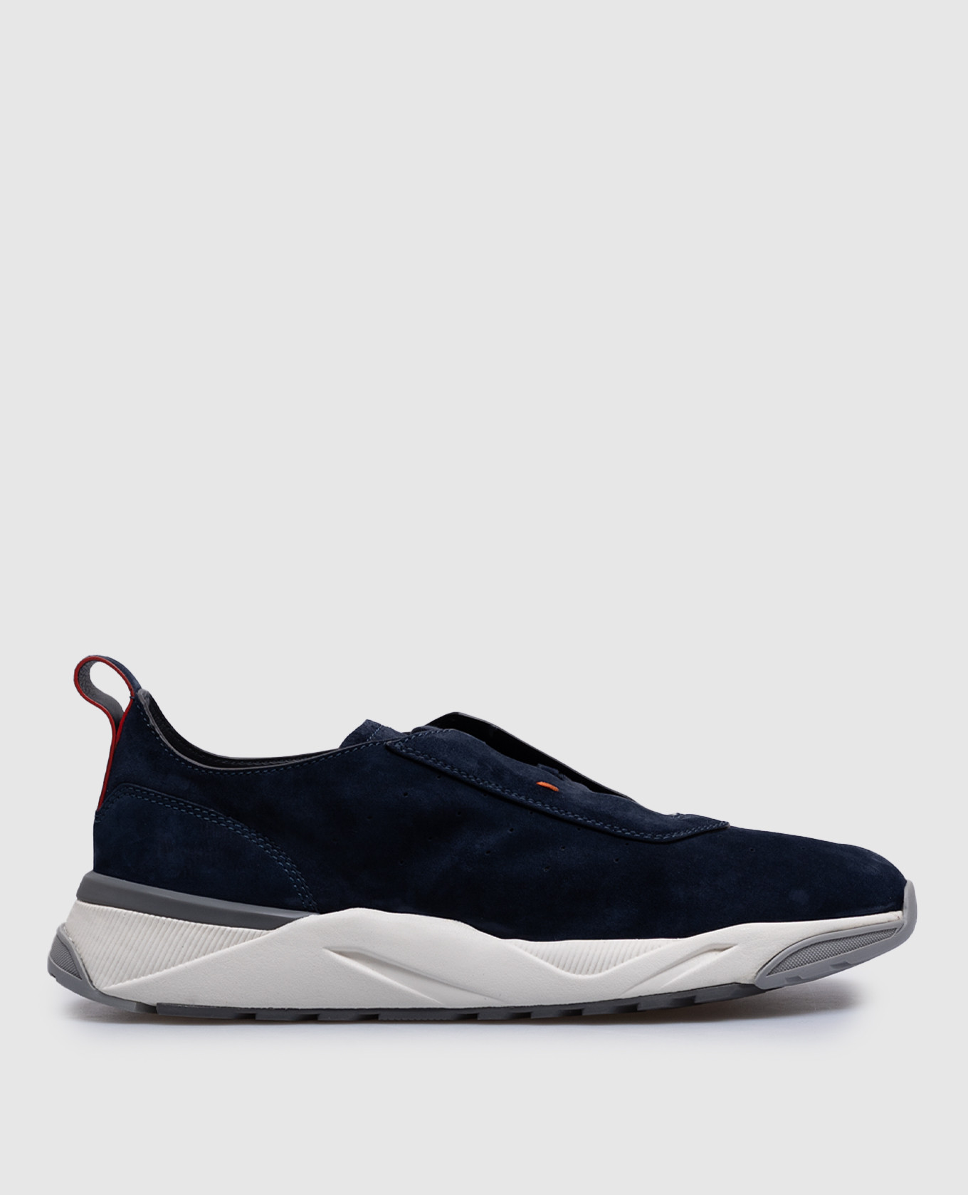 Blue suede sneakers with logo print Santoni
