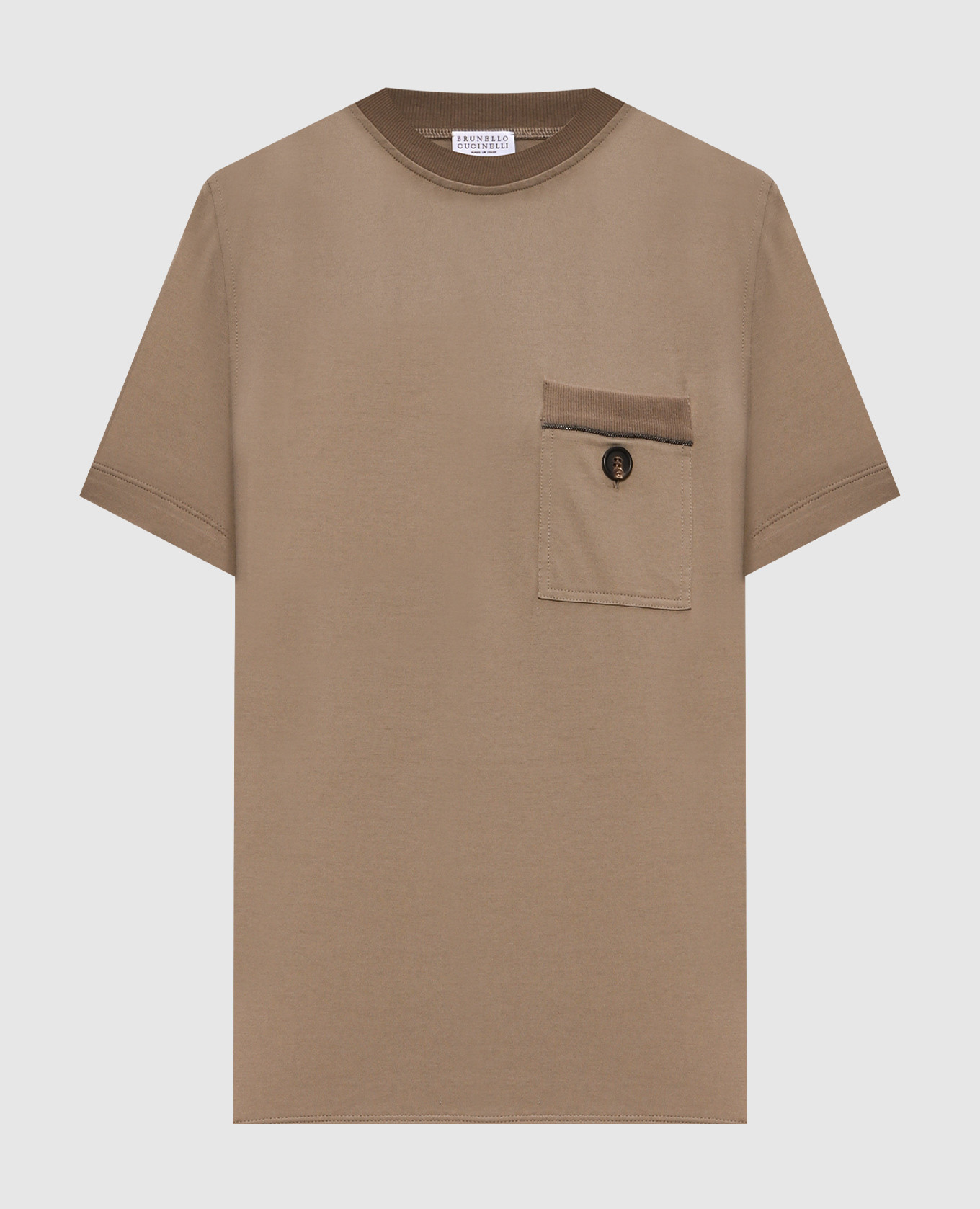Brown T-shirt with monil chain Brunello Cucinelli