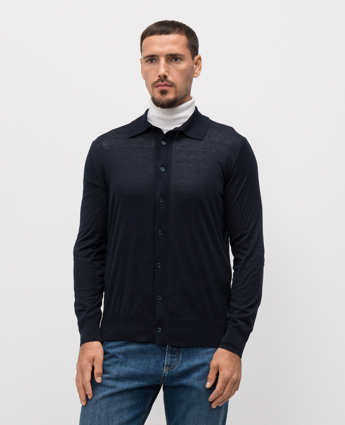 

Blue shirt-style cardigan with silk Brunello Cucinelli