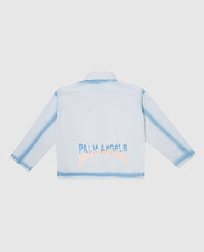 Palm Angels Children's blue denim jacket with logo PBEL001S25FAB001412