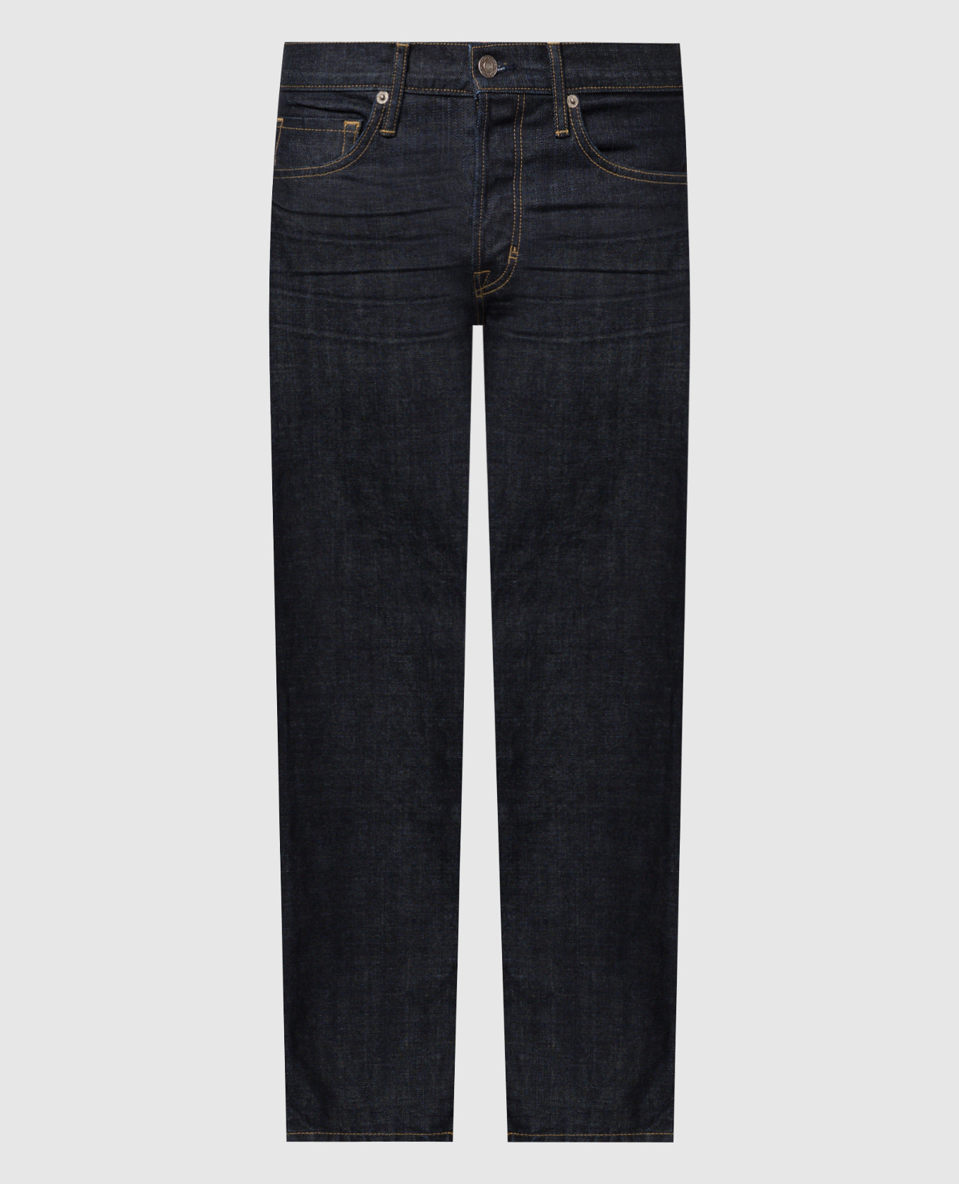 Blue SELVEDGE jeans with leather logo patch