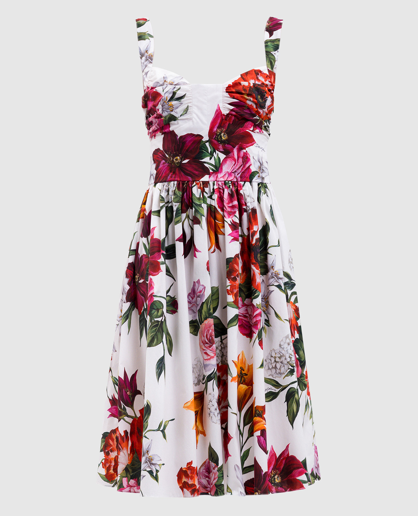 White floral print midi dress Dolce&Gabbana