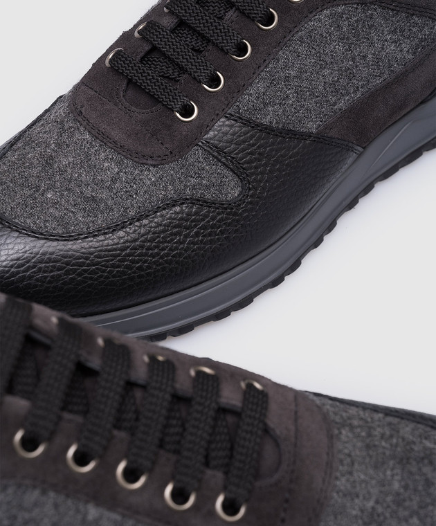 Doucal's - Black sneakers made of leather and wool Doucal's - Black sneakers made of leather and wool