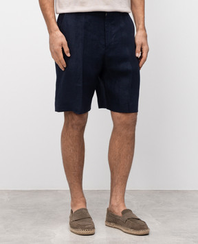 Agnona Blue linen shorts T809U1YU3014
