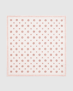 Brunello Cucinelli Beige printed silk pachet scarf MR8900091