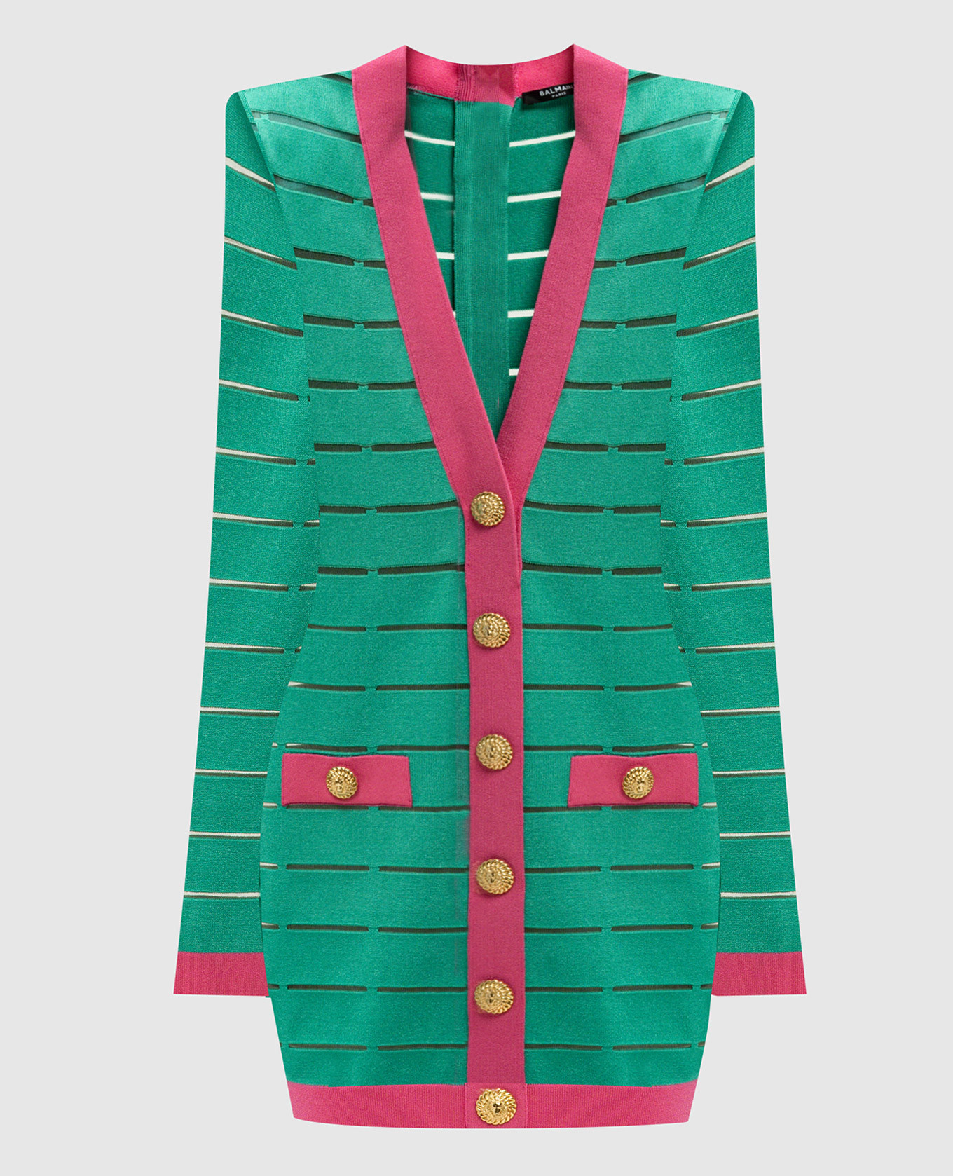 

Green mini dress with accent shoulders Balmain