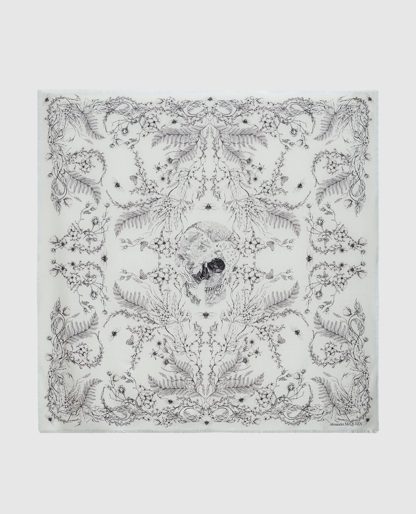 

Beige wool scarf in a floral print Alexander McQueen