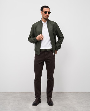 Stefano Ricci Green leather bomber jacket with monogram logo M7J5100170NPVESR