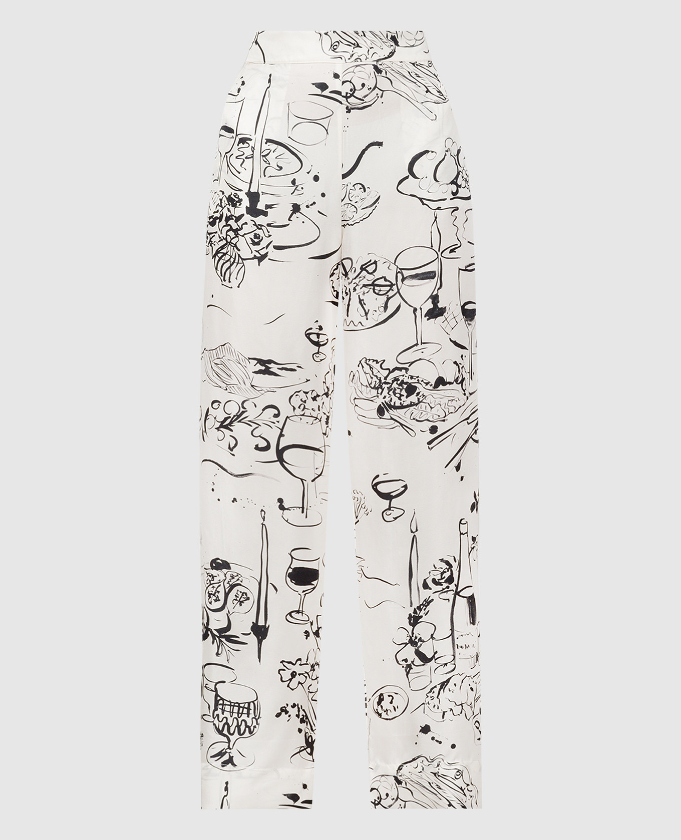 White RIVIERA printed silk pajama pants Asceno