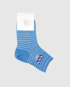 RiminiVeste Children's blue socks Ciocca in a stripe with a pattern 4512