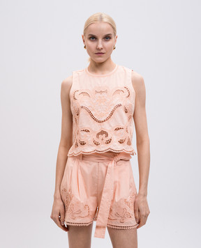 Twinset Pink top with Richelieu embroidery 251TT2165