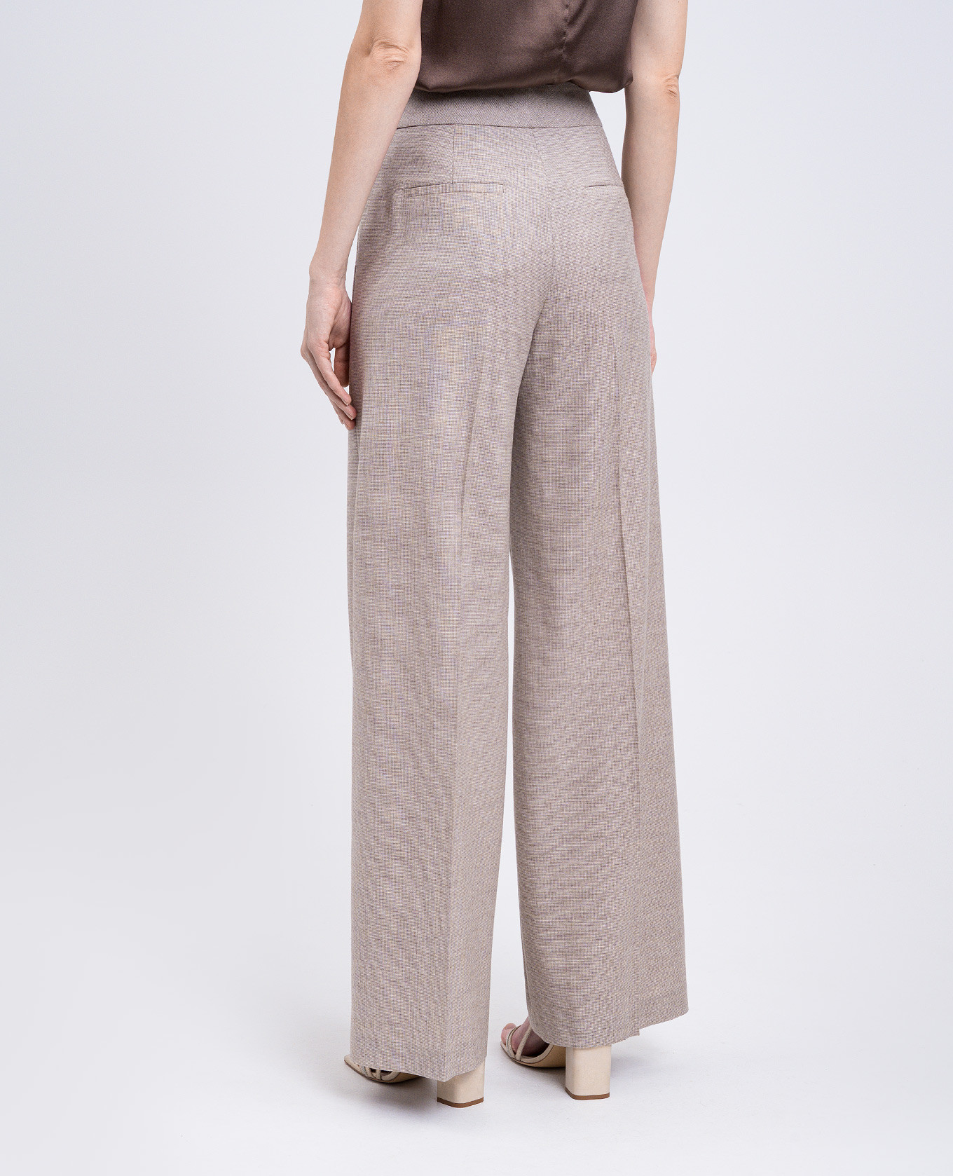Beige checked wool pants Peserico 4