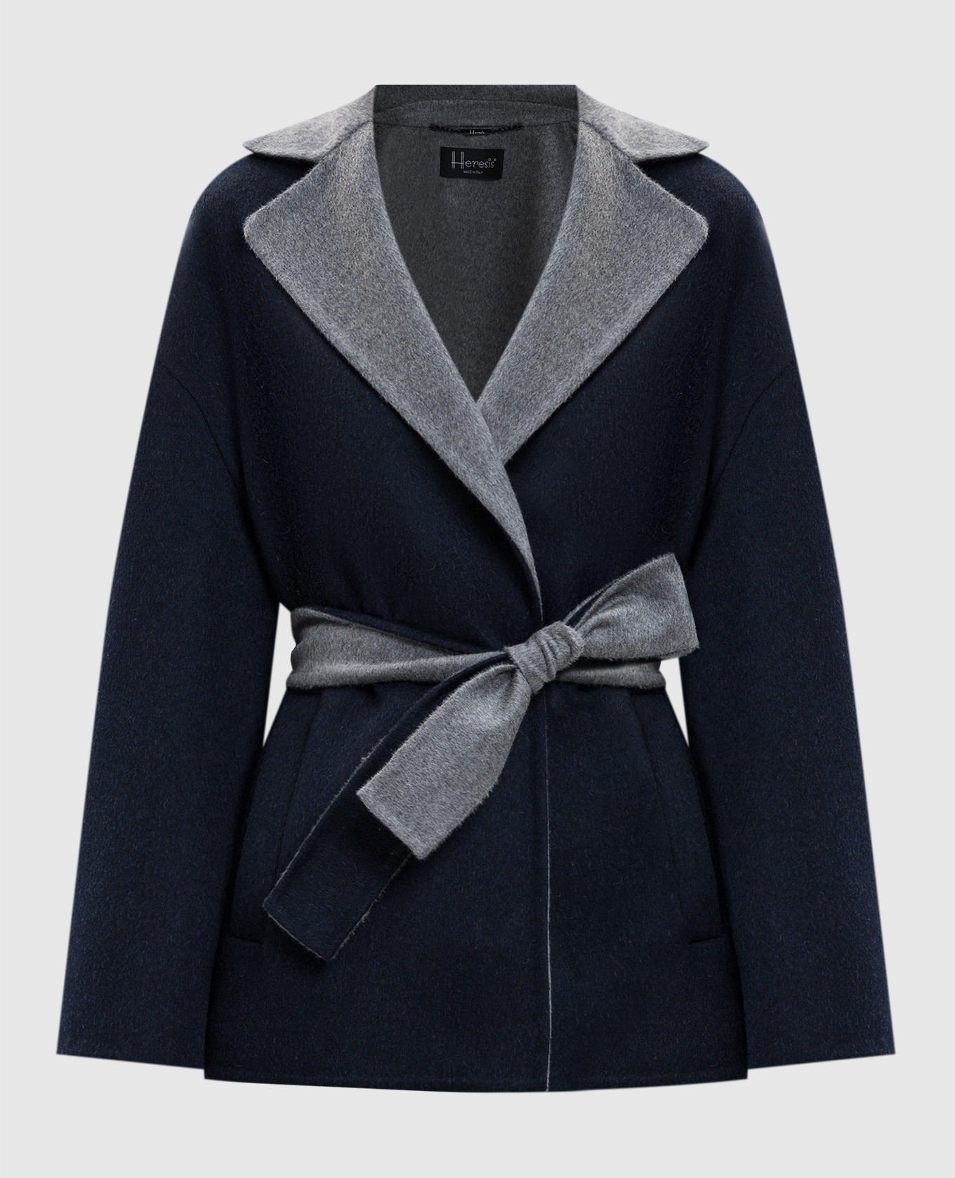 Blue cropped wool coat