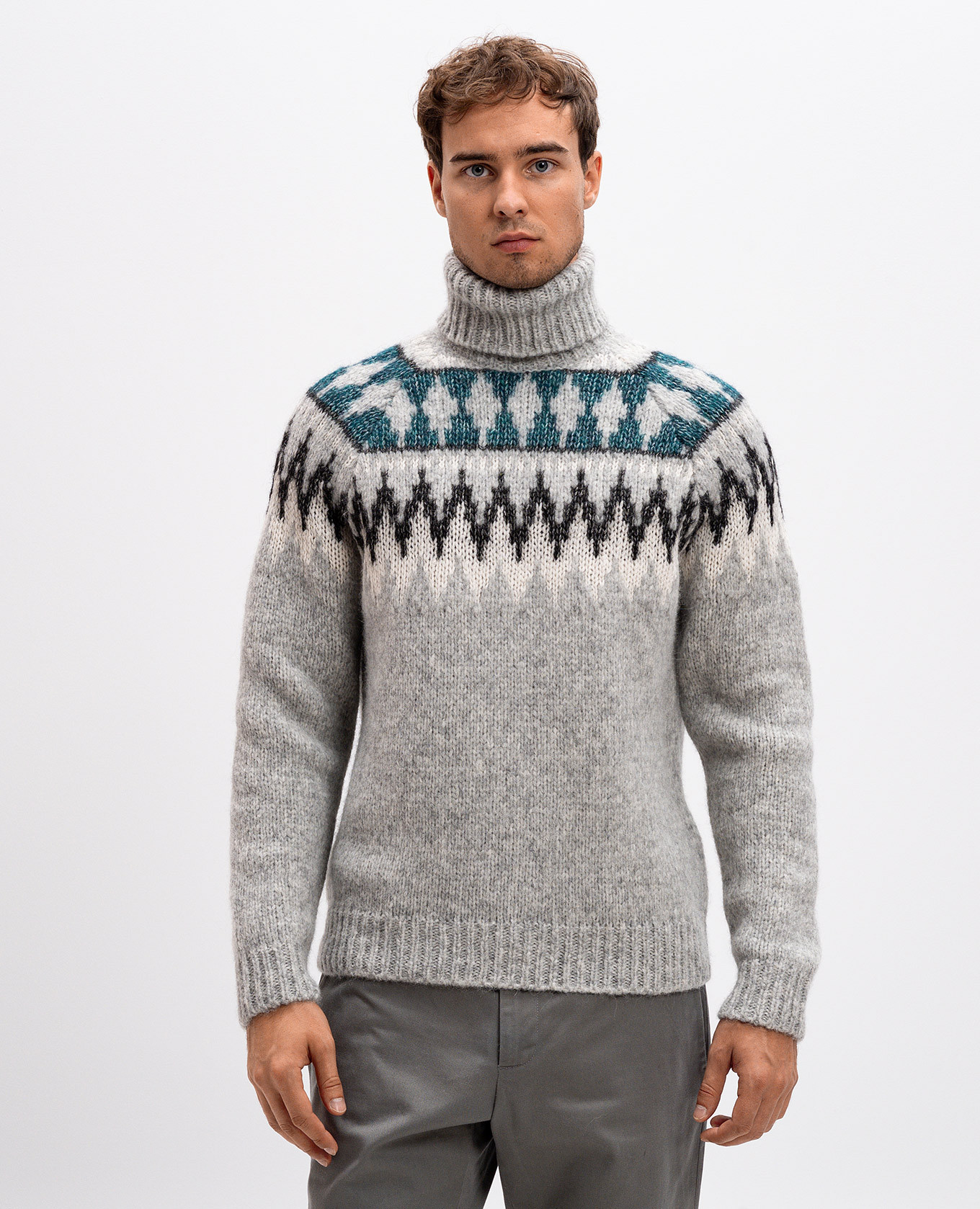 

DACRE gray alpaca sweater with jacquard pattern MooRER, Grey