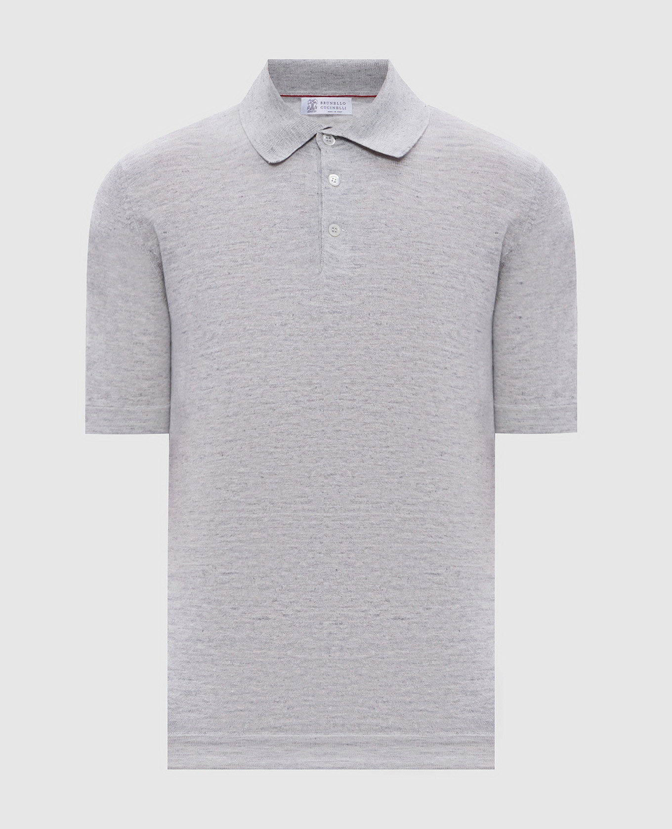 Gray polo with linen Brunello Cucinelli